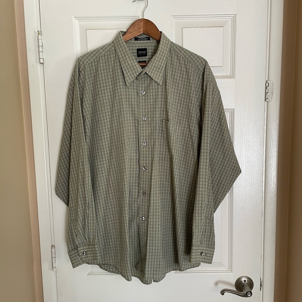 Mens Arrow green dress shirt xxl 18 1/2 wrinkle free